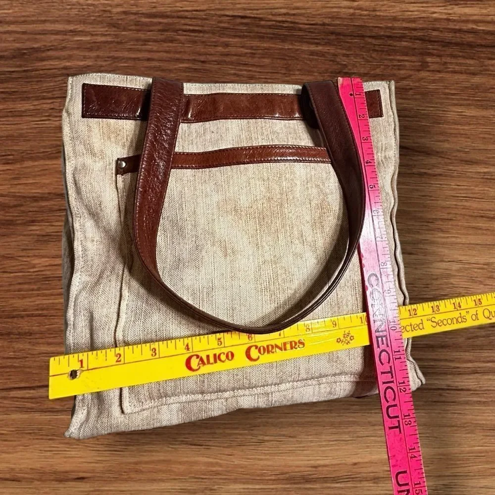 Osgoode Marley Beige Camo Canvas and Leather Messenger Shoulder Bag